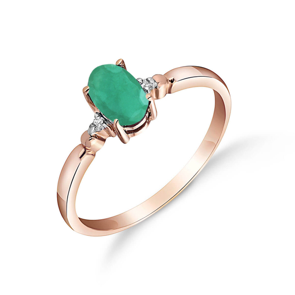 Galaxy Gold Products Jewelry - 14K. SOLID GOLD RING WITH NATURAL DIAMONDS & EMERALD (Rose Gold)